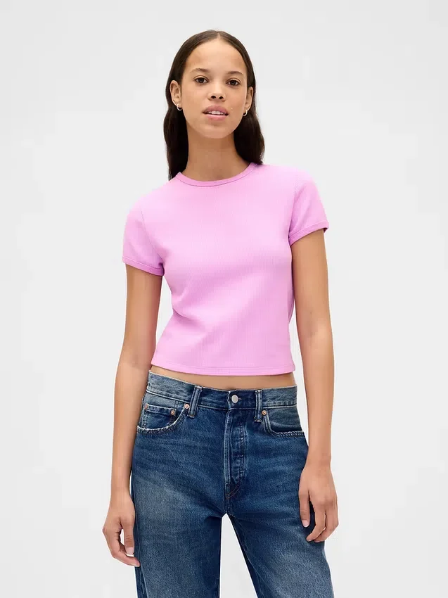 Waffelstickad baby-T-shirt