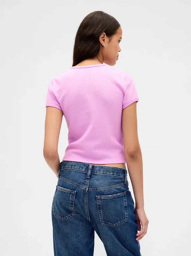 Waffelstickad baby-T-shirt