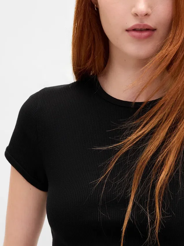 Waffelstickad baby-T-shirt