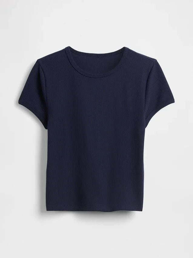 Waffelstickad baby-T-shirt