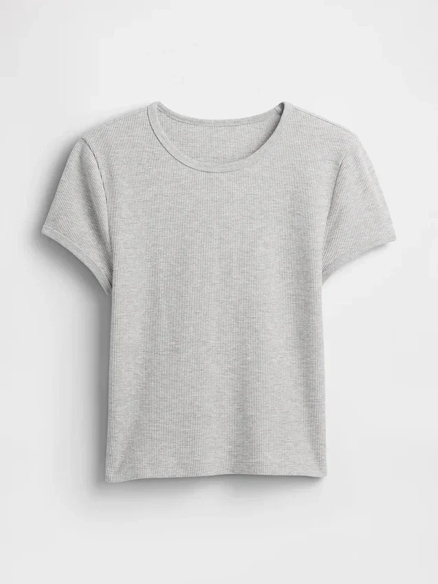 Waffelstickad baby-T-shirt