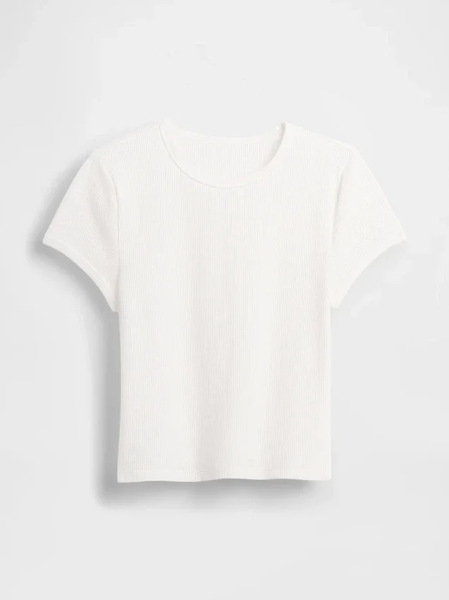 Waffelstickad baby-T-shirt