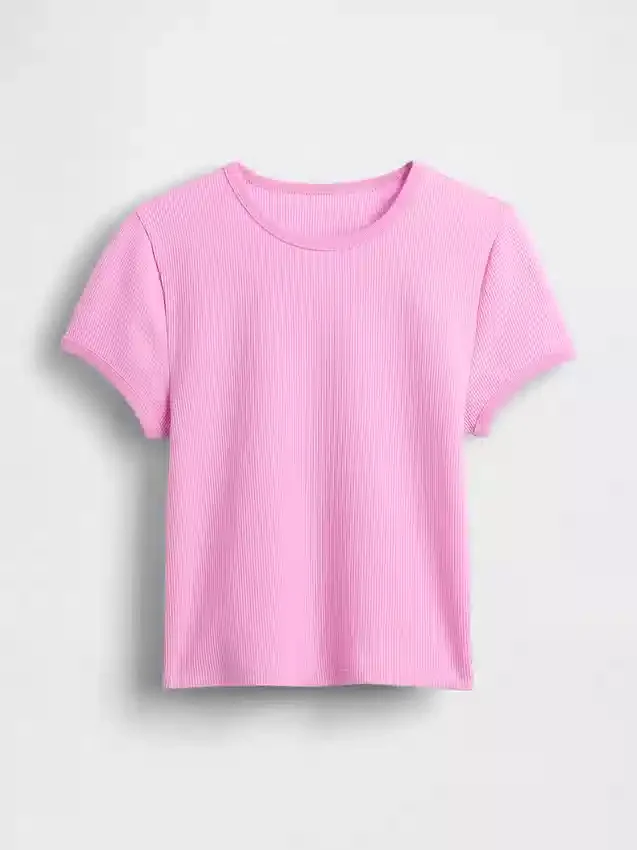 Waffelstickad baby-T-shirt